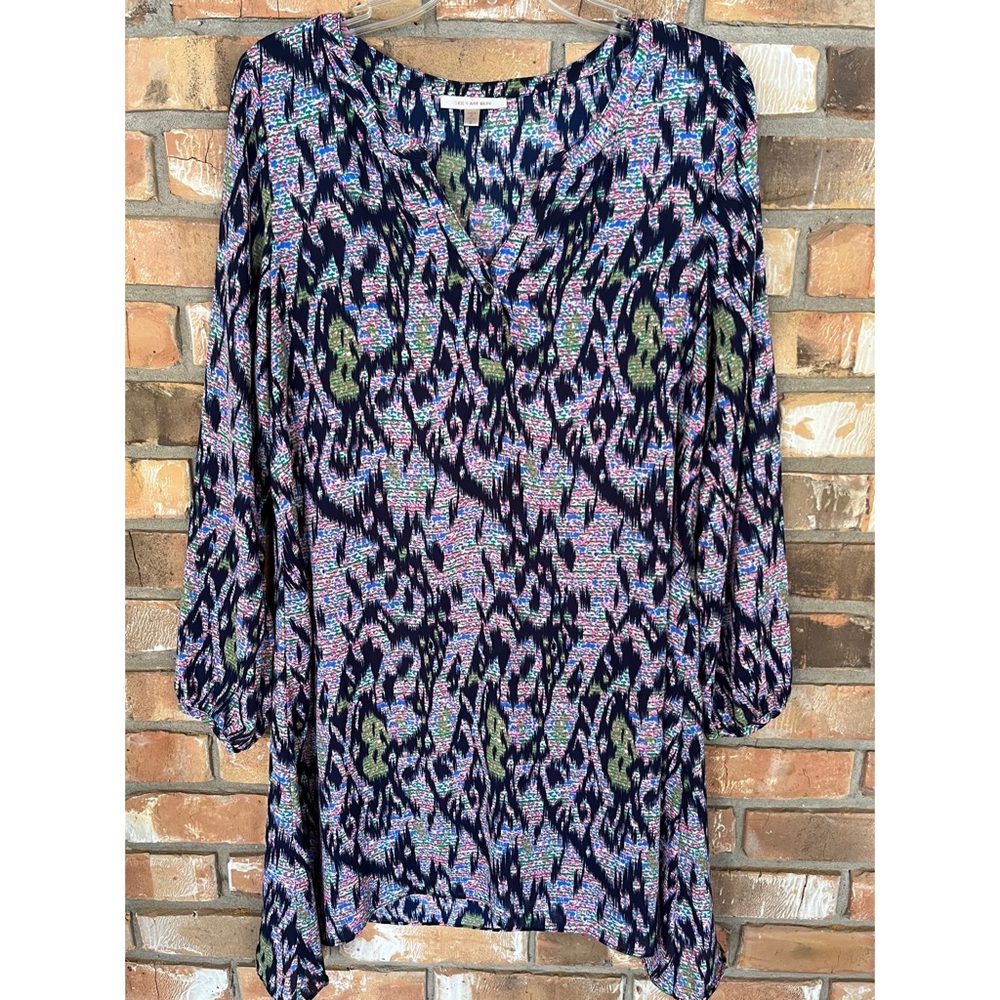 Skies are Blue Blue Multicolored Long Sleeve Tunic Boho Dress 8